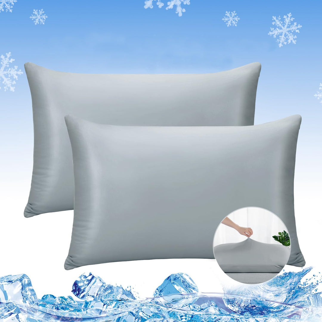 2-Pack Premium Silky Super Cooling Dark Gray Pillowcases –  Extreme Q-Max 0.5 | Bowlift