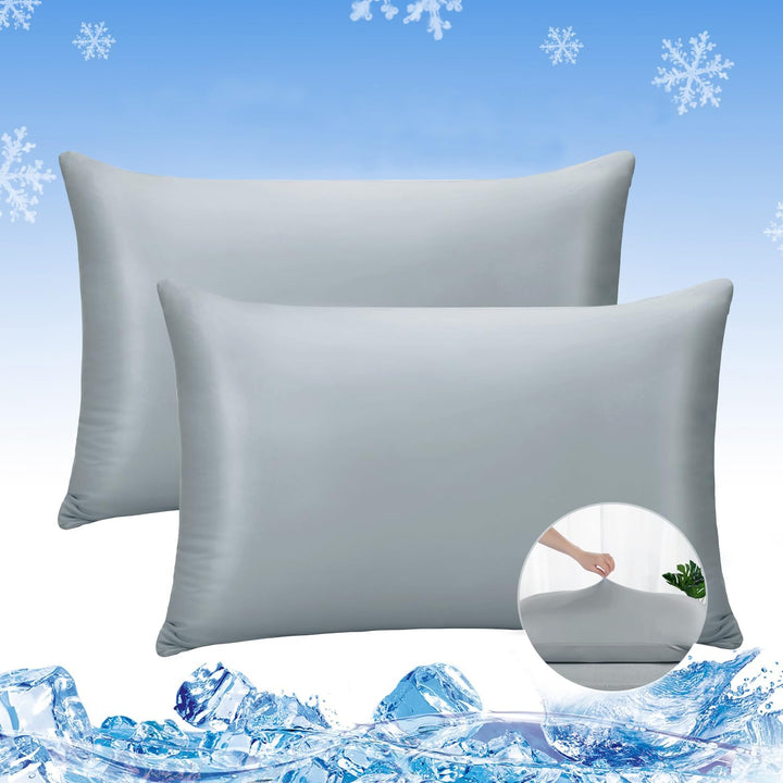 2-Pack Premium Silky Super Cooling Dark Gray Pillowcases –  Extreme Q-Max 0.5 | Bowlift