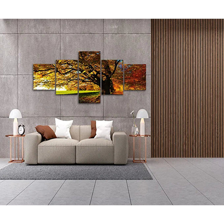 5 Pieces Autumn Big Tree Landscape Artwork Canvas Painting | Bowlift