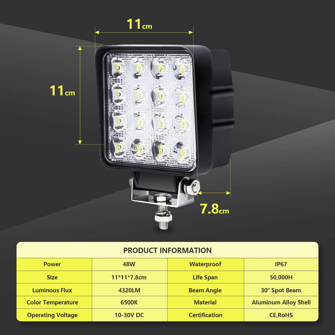 LED Work Spotlight 48W IP67 Reversing Light 2X-10X | Bowlift