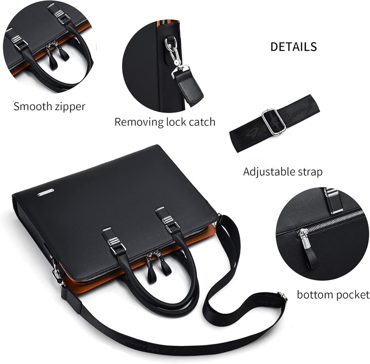 Genuine Leather Multi-Compartment Business Briefcase for Professionals | Bowlift