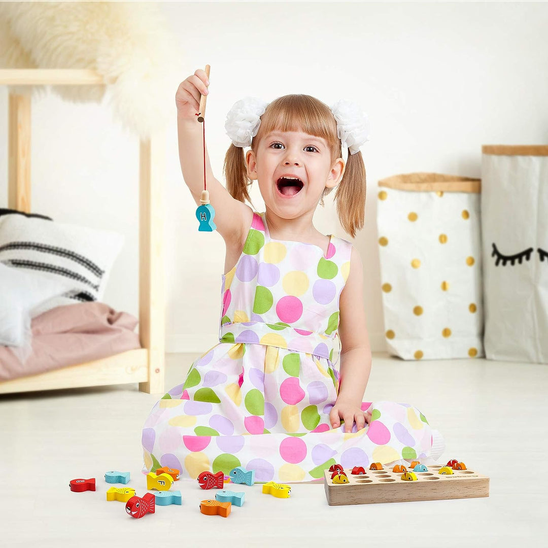 BowLift | Enchanting Wooden Magnetic Fishing Game - Educational Play Fun for Toddlers