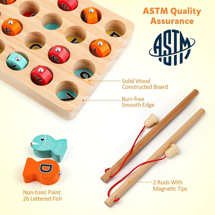 BowLift | Enchanting Wooden Magnetic Fishing Game - Educational Play Fun for Toddlers