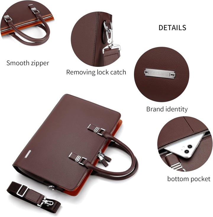 Genuine Leather Multi-Compartment Business Briefcase for Professionals | Bowlift