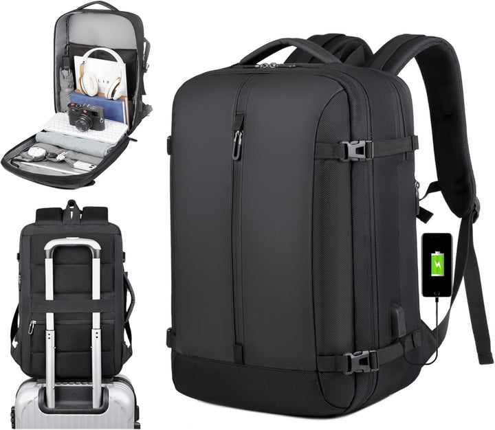 40L Expandable Waterproof Travel Backpack with USB Port & 17” Laptop Sleeve – AirVoyage | Bowlift
