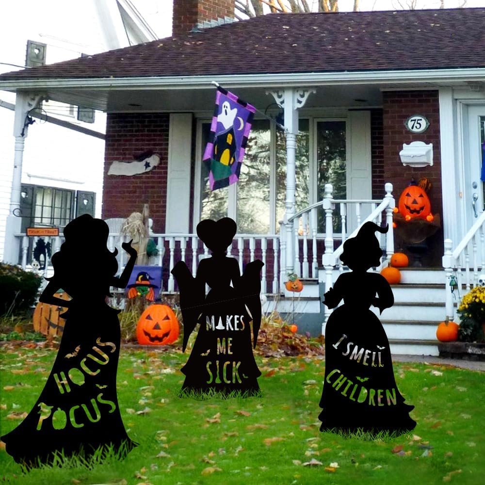 Hocus Pocus Witch Sisters Halloween Yard Decor (3-PCS) Bowlift