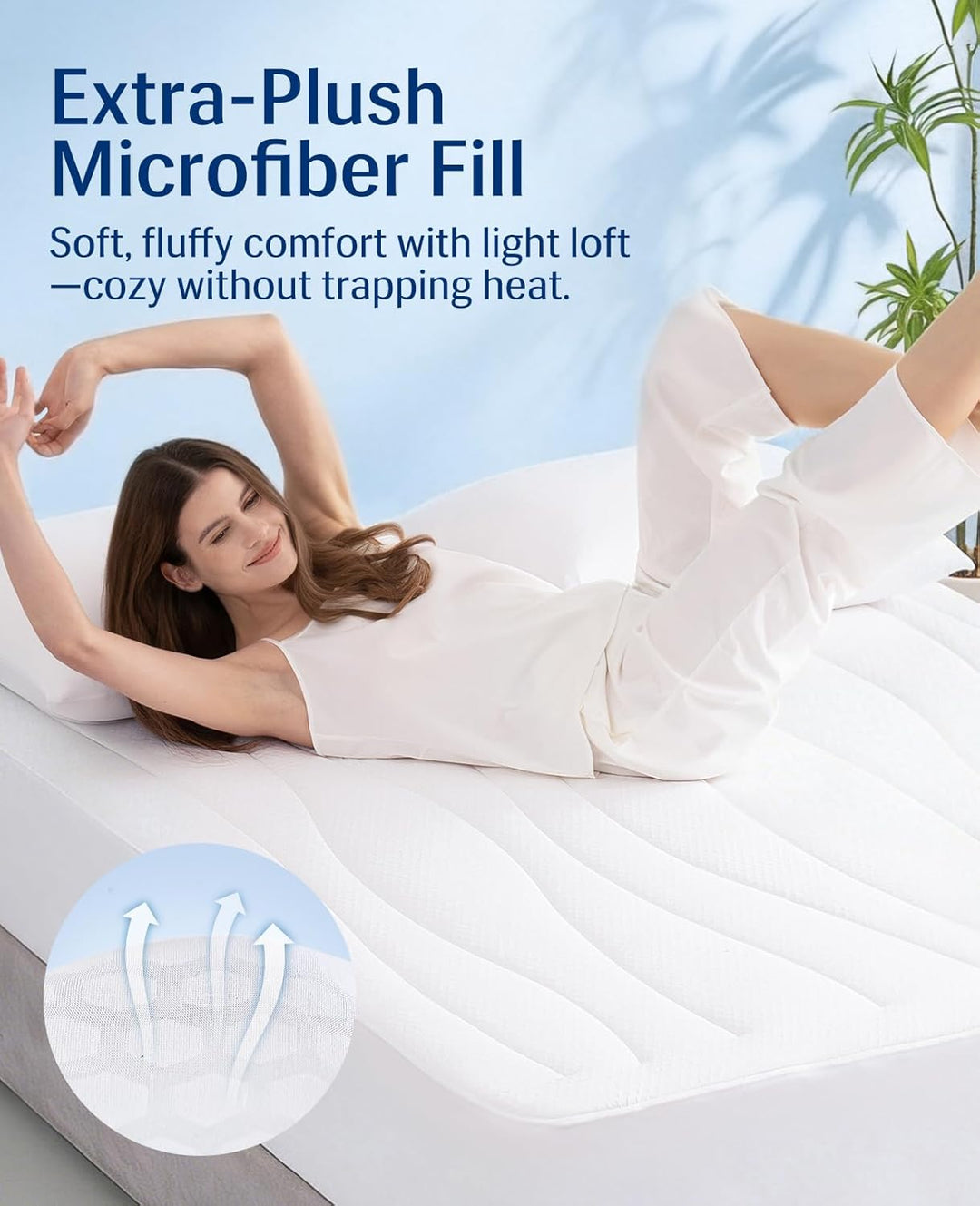Cooling Mattress Pad King, Upgraded  3.0 + PCM Cooling Washable Mattress Protector for Hot Sleepers, White | Bowlift