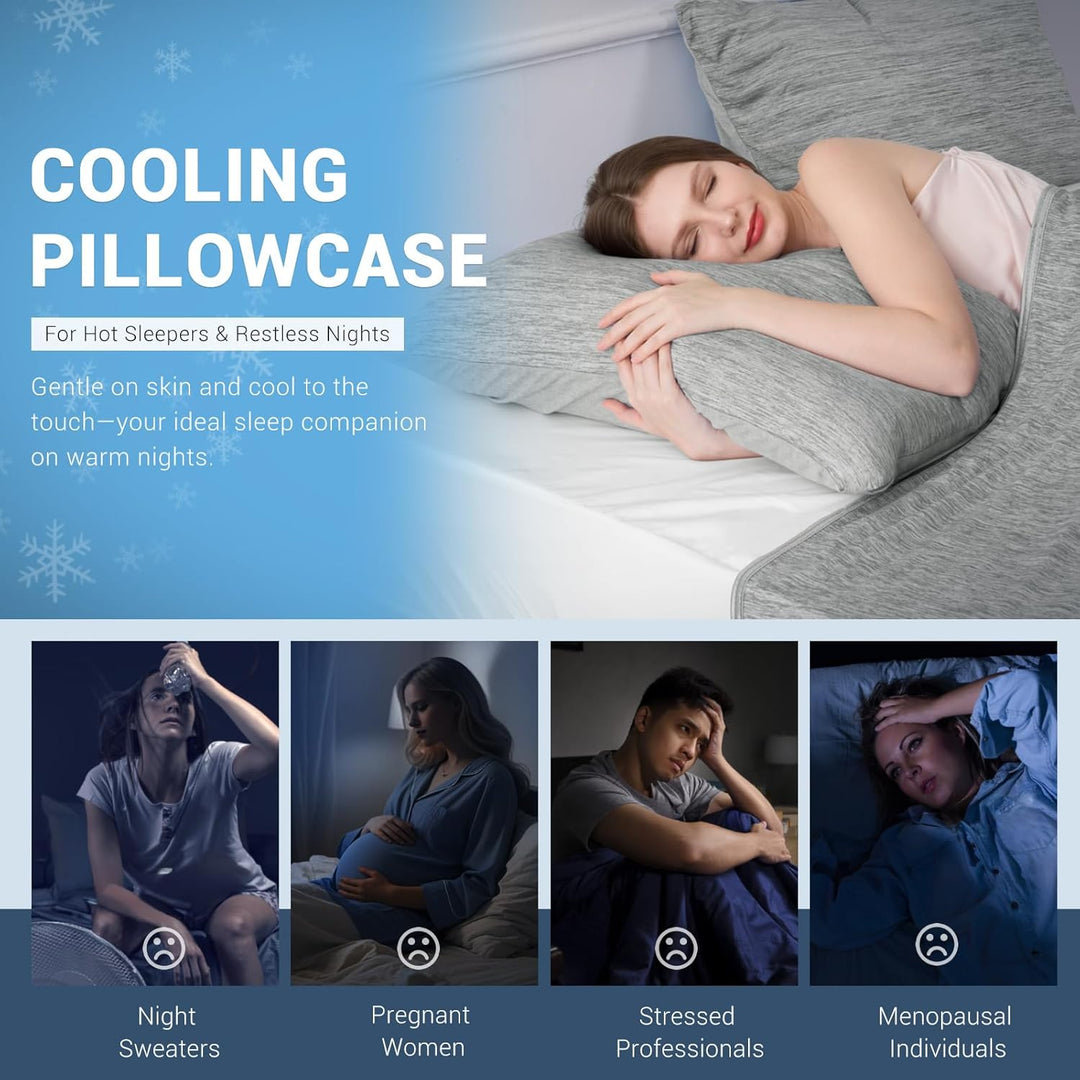 Revolutionary Gray Cooling Pillowcases Set of 2 –  Pro Q-Max 0.4 | Bowlift