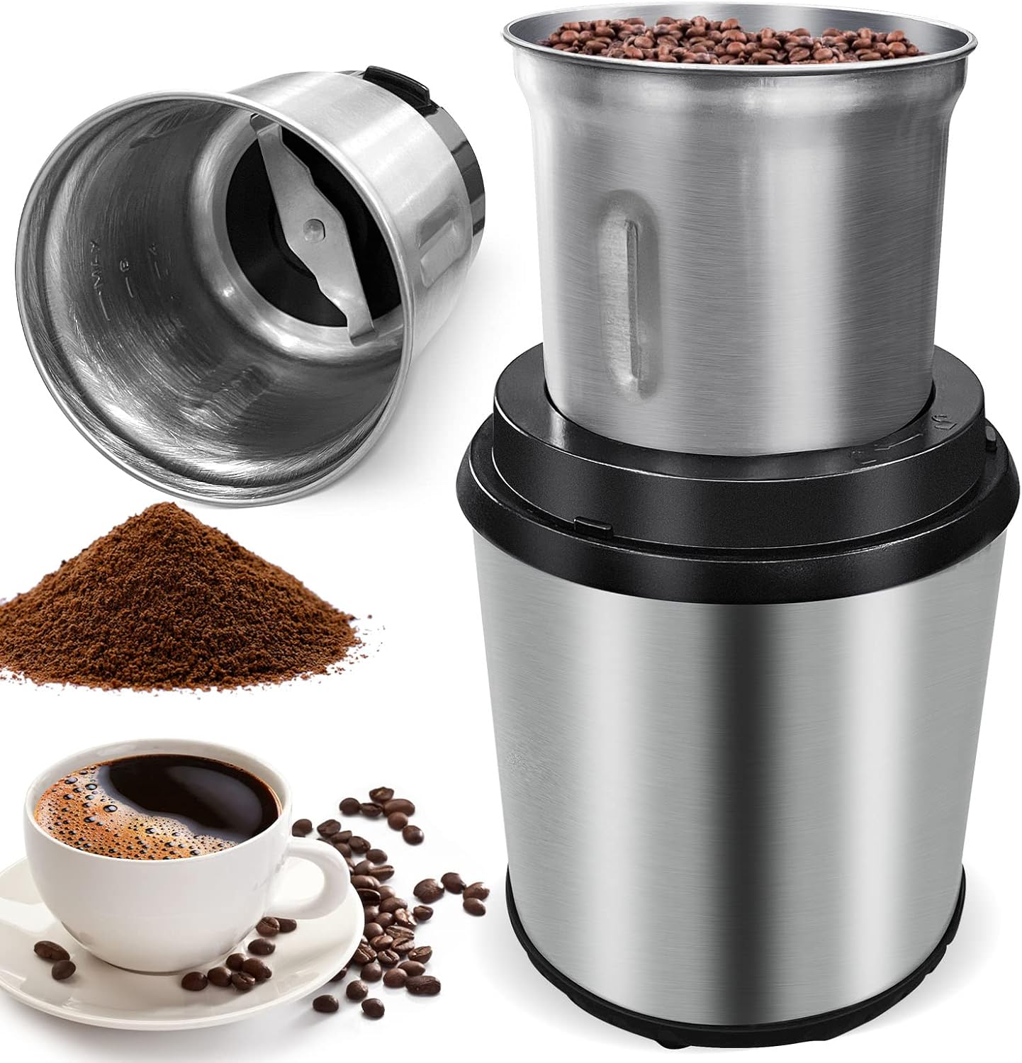 BowLift | Electric Coffee & Spice Grinder with Removable Cup – BrewMate