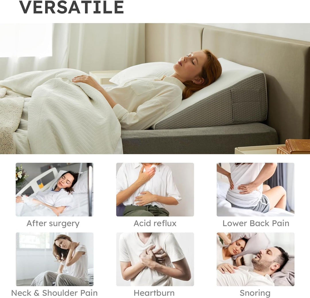 BowLift | Deluxe Inclined Wedge Support Pillow | Cooling Gel Memory Foam, Removable Cover & Ideal for Back Pain Relief and Acid Reflux