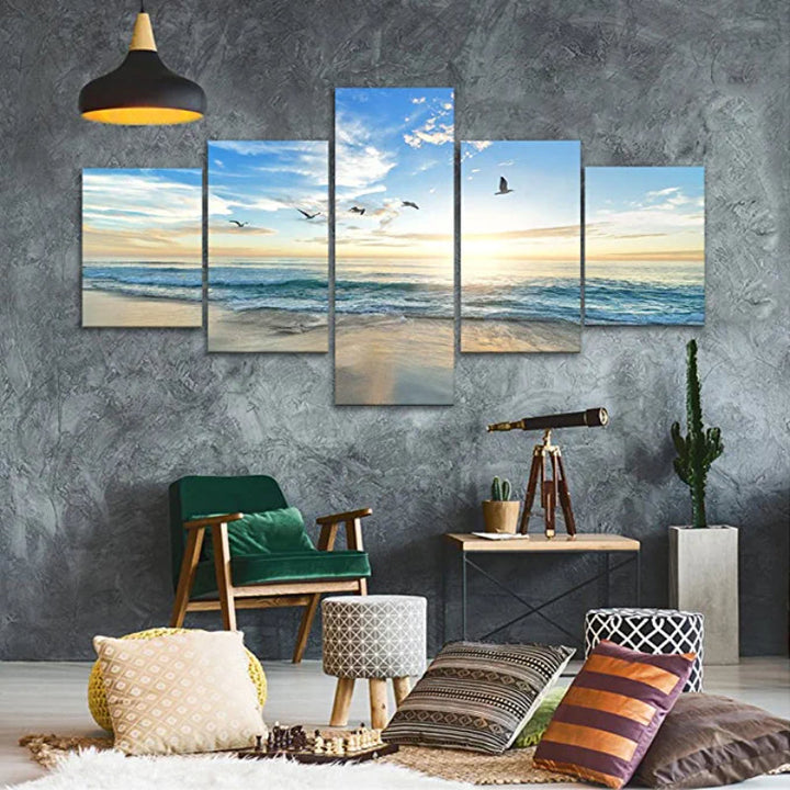 5 Pieces Seagulls Flying Artwork Canvas Painting | Bowlift