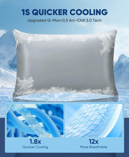 2-Pack Premium Silky Super Cooling Dark Gray Pillowcases –  Extreme Q-Max 0.5 | Bowlift