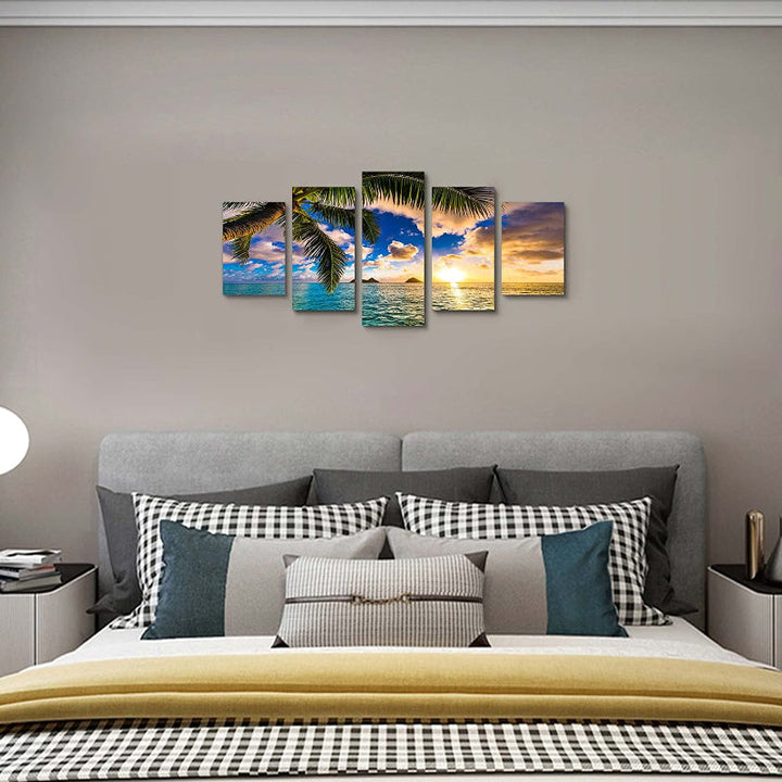 5 Piece Beach Sunset Canvas Wall Art Paintings | Bowlift