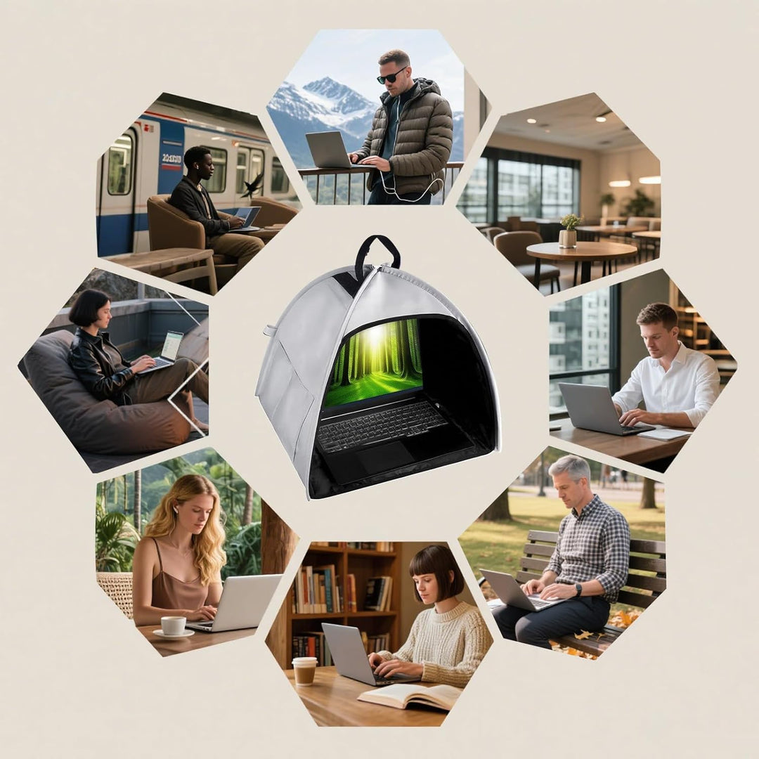 BowLift | Laptop Sun Shade – Foldable Anti-Glare Privacy Tent for 13–16" Devices – Travory