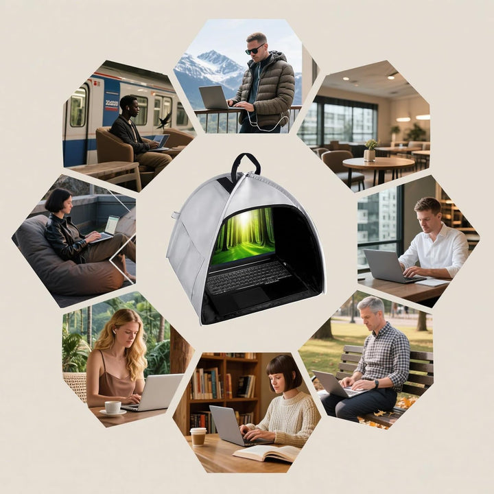 BowLift | Laptop Sun Shade – Foldable Anti-Glare Privacy Tent for 13–16" Devices – Travory