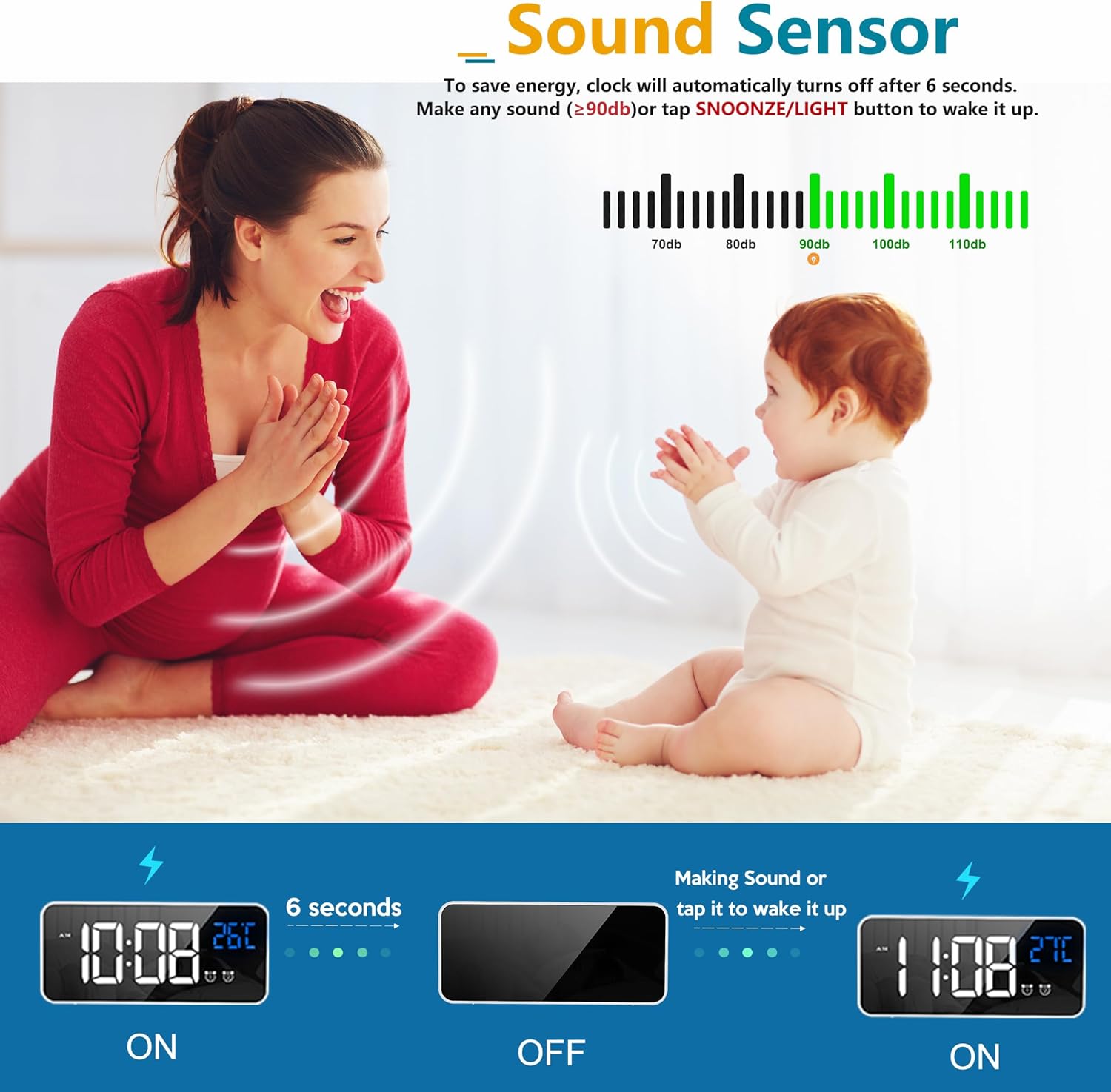 BowLift | 11.5-Inch Digital Calendar Day Clock with 19 Reminders – Claryon