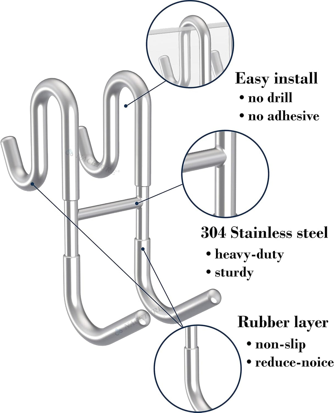 BowLift | Rust-resistant door-mounted shower hook – Strong multifunctional hanging hook
