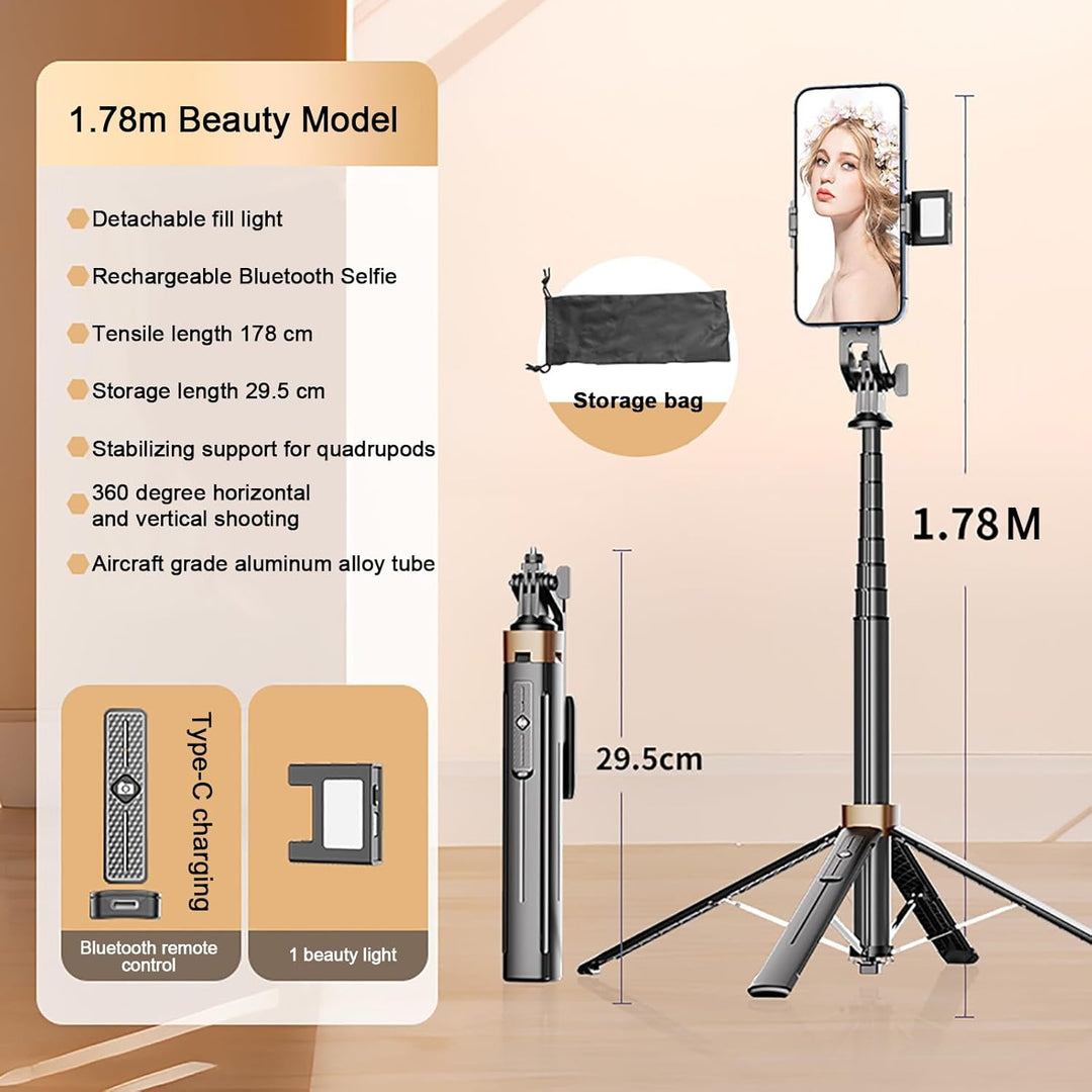BowLift | 70" Foldable Bluetooth Quad-Pod Selfie Stand