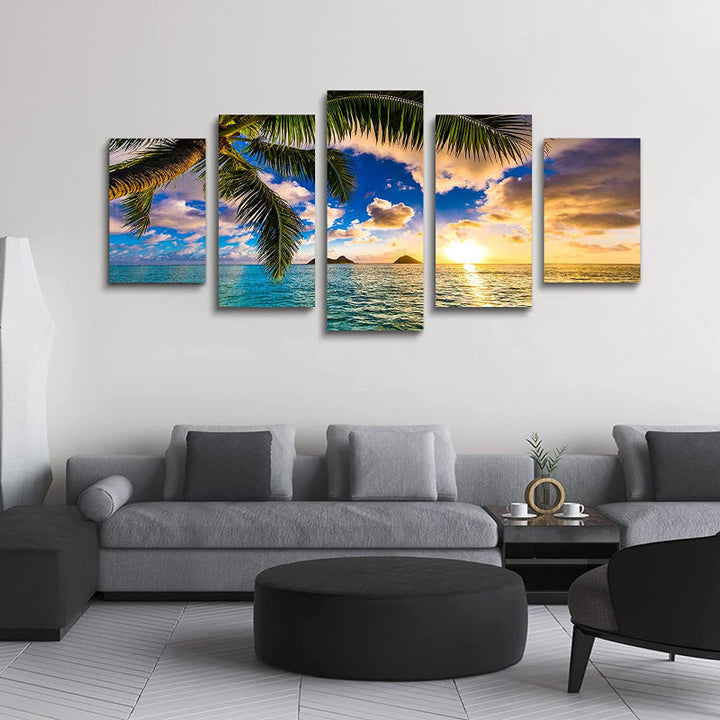 5 Piece Beach Sunset Canvas Wall Art Paintings | Bowlift