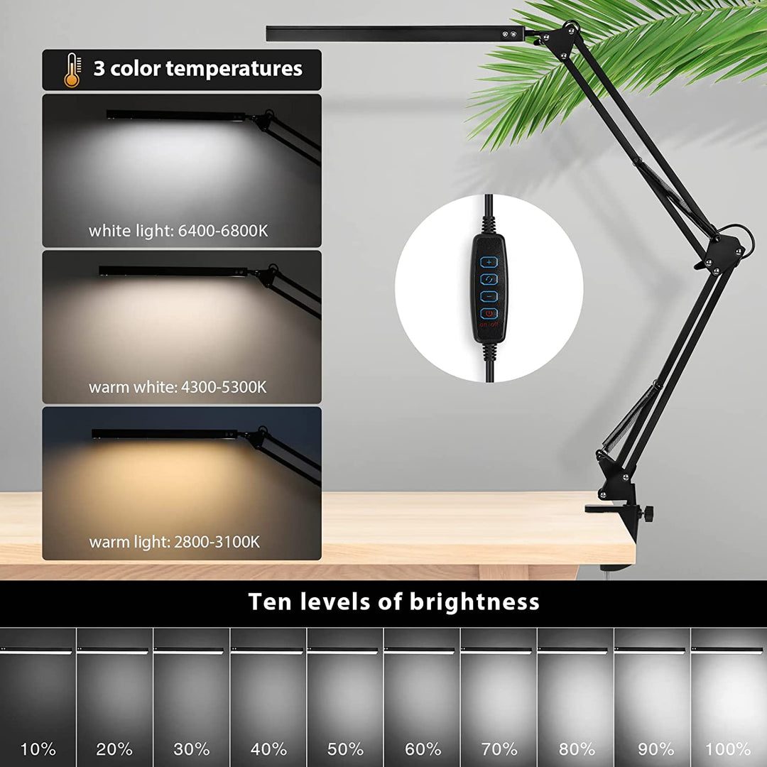 LED Desk Lamp Clamp Light Dimmable 10W | Bowlift