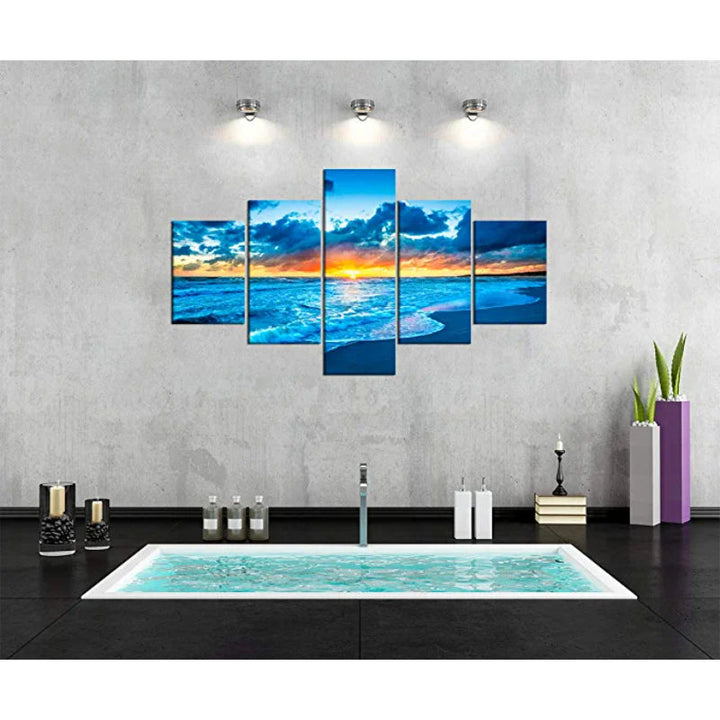 5 Pieces Sunrise Seascape Artwork Canvas Painting | Bowlift