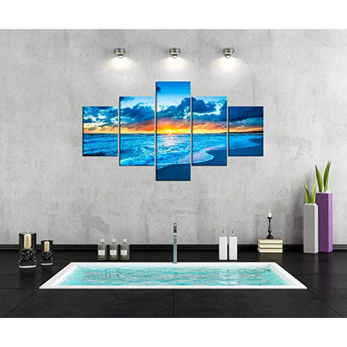 5 Pieces Sunrise Seascape Artwork Canvas Painting | Bowlift