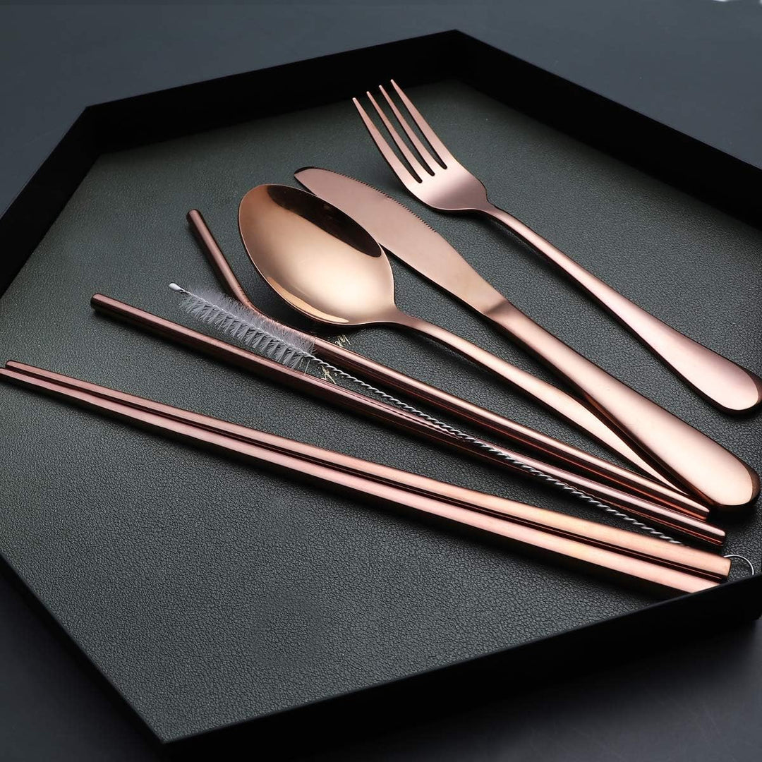 BowLift | Cutlery Set GoCutlery | 4-piece for on the go | Stainless Steel & BPA-free | With Transport Case