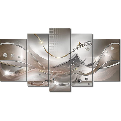 Set Of 5 Wavy Canvas Wall Art Painting | Bowlift