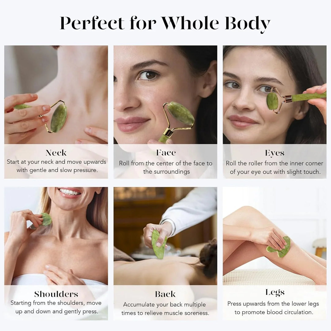 BowLift | Instant Glow Gua Sha & Jade Roller Set | For radiant skin and natural relaxation