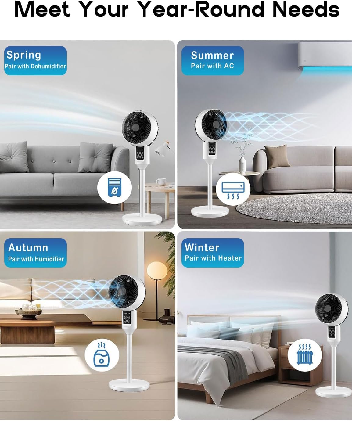 BowLift | Adjustable Pedestal Fan with 3D Oscillation – Aerion