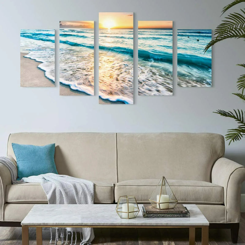 Set Of 5 Seascape Beach View Decorative Canvas | Bowlift