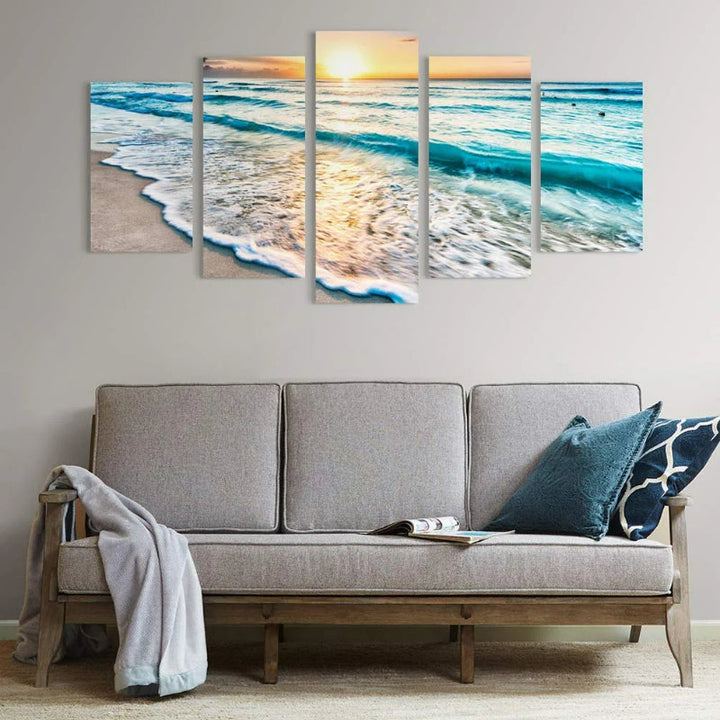 Set Of 5 Seascape Beach View Decorative Canvas | Bowlift