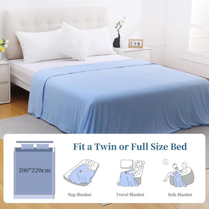 Cool Fiber Q-Max 0.4 Double-Sided Ice Silk Cooling Blanket – Lake Blue | Bowlift