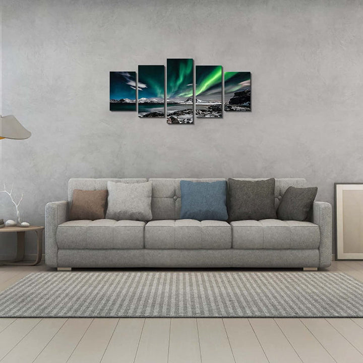 5 Piece Aurora Landscape Canvas Wall Art Painting | Bowlift
