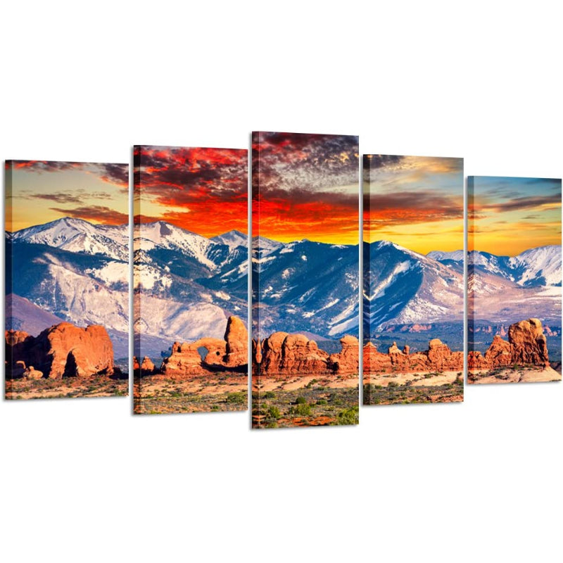Set Of 5 Mountain Landscape Canvas Wall Art Painting | Bowlift