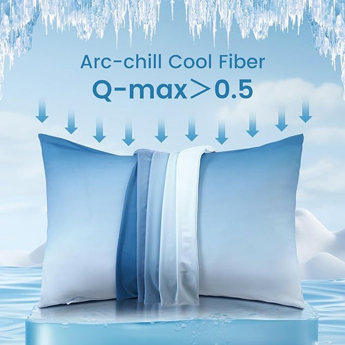 2 Pack Blue Cooling Pillowcases – Breathable, Soft, Skin & Hair Protecting | Bowlift