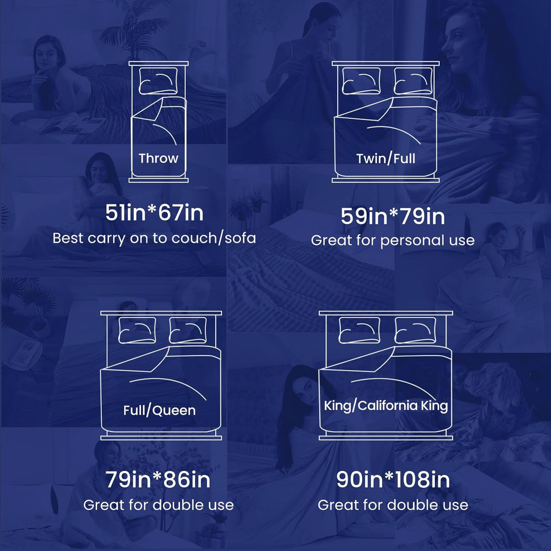 Cooling Blanket – Q-Max > 0.5, Striped & Breathable for Hot Sleepers of Navy Blue | Bowlift