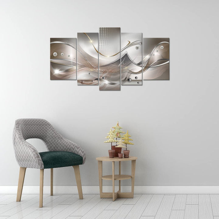 Set Of 5 Wavy Canvas Wall Art Painting | Bowlift