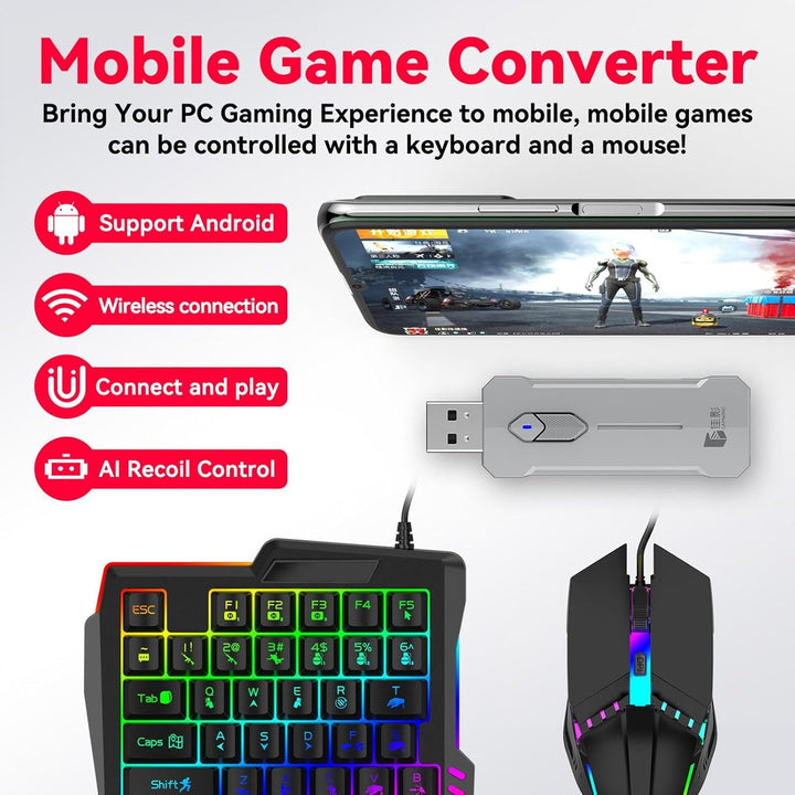 BowLift | RGB Gaming Keyboard and Mouse Combo – Ergonomic Controller Adapter Set – Zyvorn