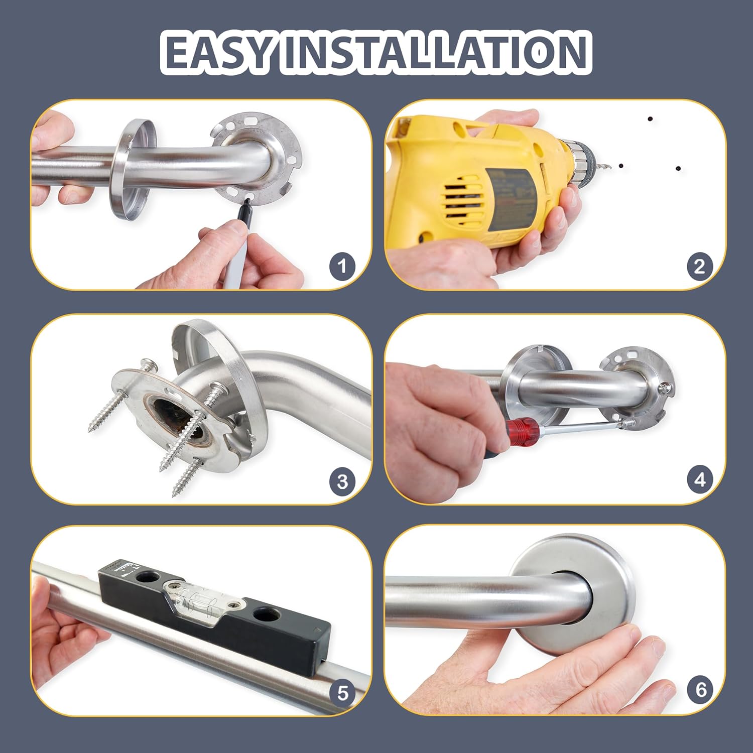 BowLift | Stainless Steel 20cm Bathroom Shower Grip Bar & Towel Holder