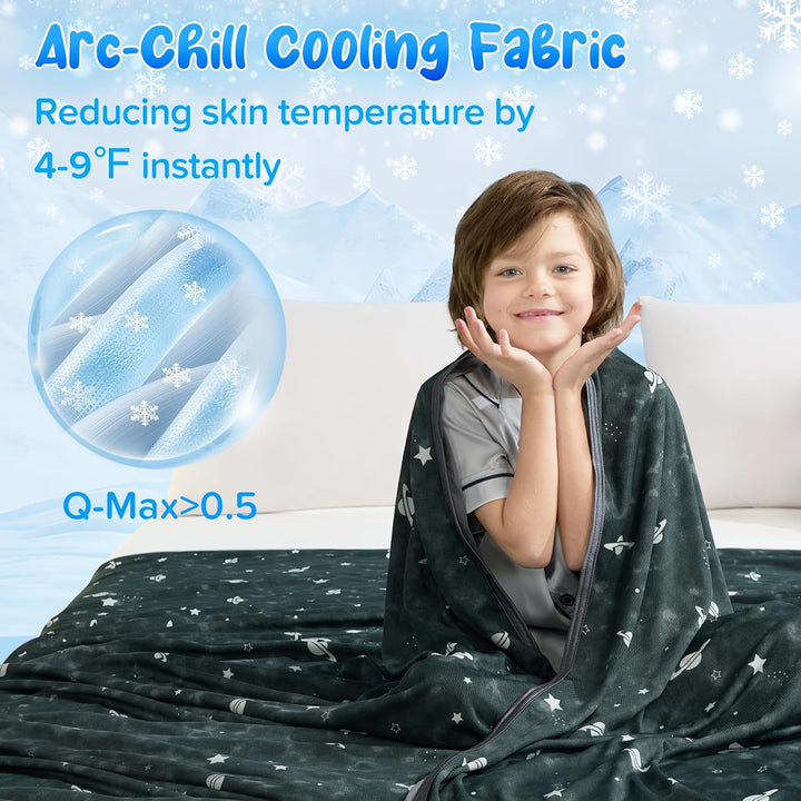 Glow-in-the-Dark Cooling Blanket For Kids– Q-Max > 0.5, Double-Sided Color Black | Bowlift