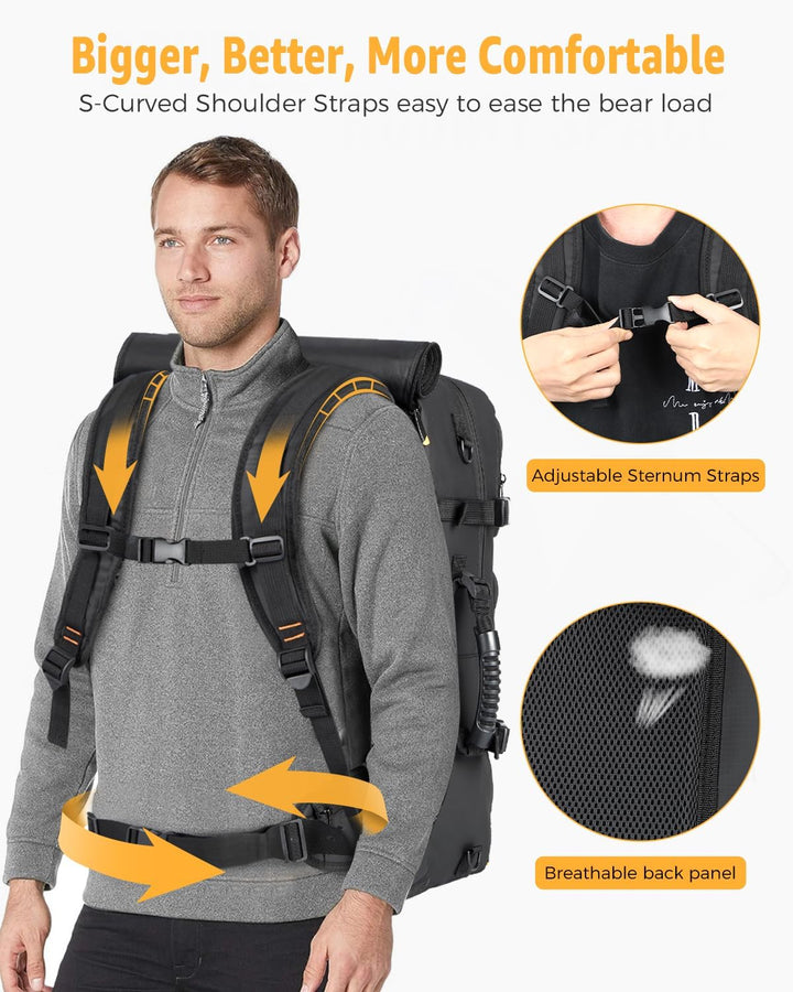 50L Flight-Ready Convertible Travel Backpack with Shoe Compartment & USB Port | Bowlift