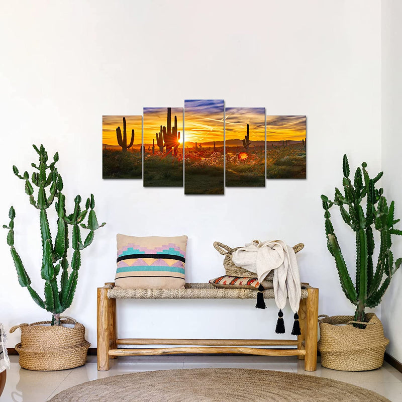 Set Of 5 Desert Sunset Wall Art Painting | Bowlift