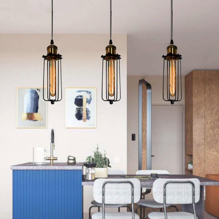 BowLift | Retro Industrial Pendant Light with Metal Cage