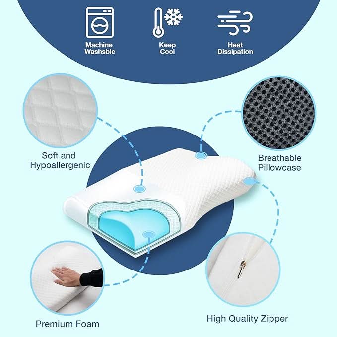 BowLift | SILENZA PILLOW – Ergonomic Neck Support Pillow with Memory Foam for Restful Sleep