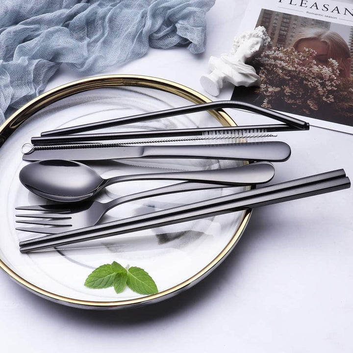 BowLift | Cutlery Set GoCutlery | 4-piece for on the go | Stainless Steel & BPA-free | With Transport Case