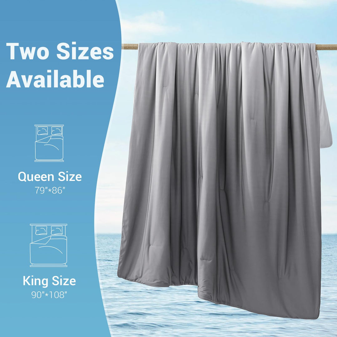 Cooling Comforter Q-Max > 0.5, Breathable & Soft, Gradient Gray | Bowlift