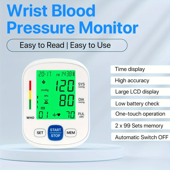 Wrist blood pressure monitor with illuminated display | Bowlift