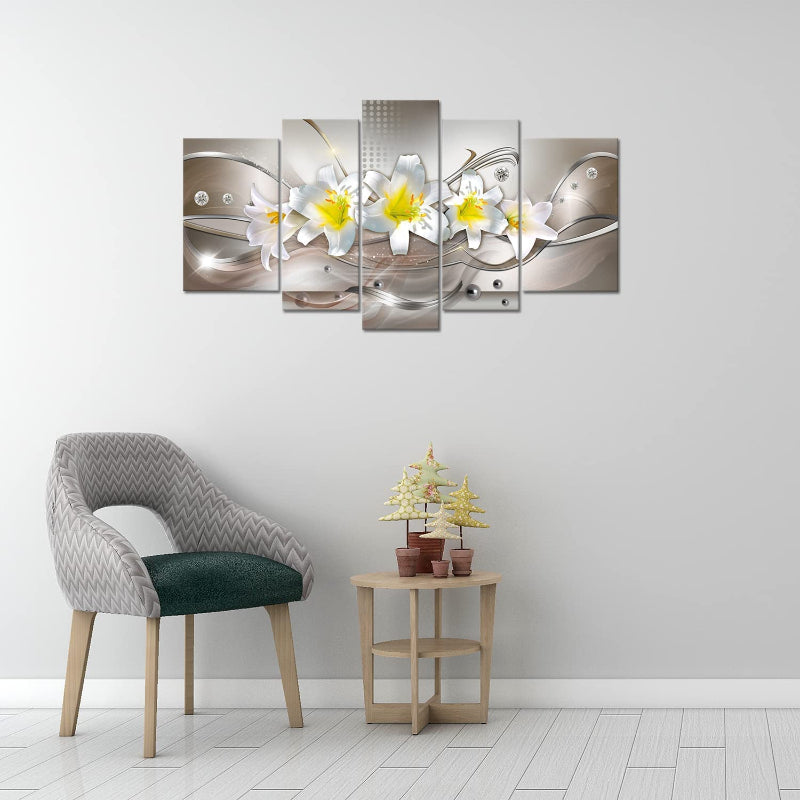 Set Of 5 Lily Floral Canvas Wall Art Painting | Bowlift