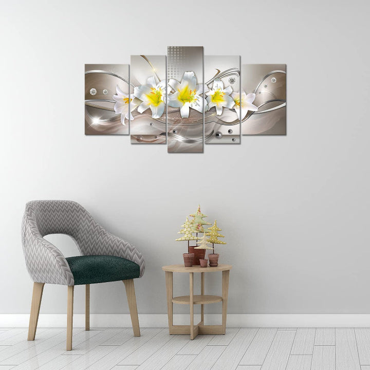 Set Of 5 Lily Floral Canvas Wall Art Painting | Bowlift